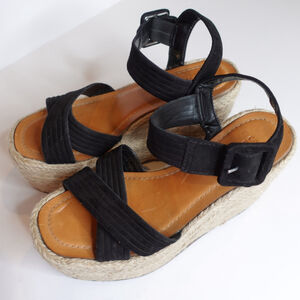 Women's Schutz Black Wedge Blisse Sandals Size 7.5 B NEW